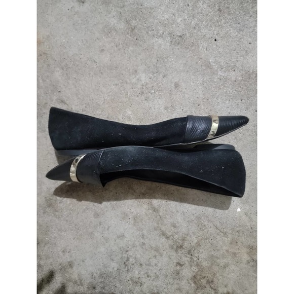 Aldo Black Pointed Flats Gold Band Accent Sz 8 - Picture 8 of 8